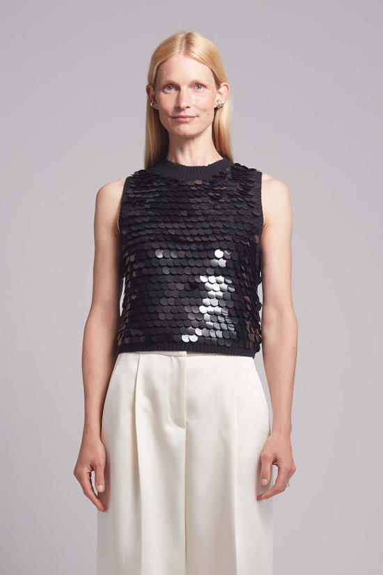  일레븐 식스 민소매 티셔츠 코라 탱크탑 블랙/블랙 시퀸