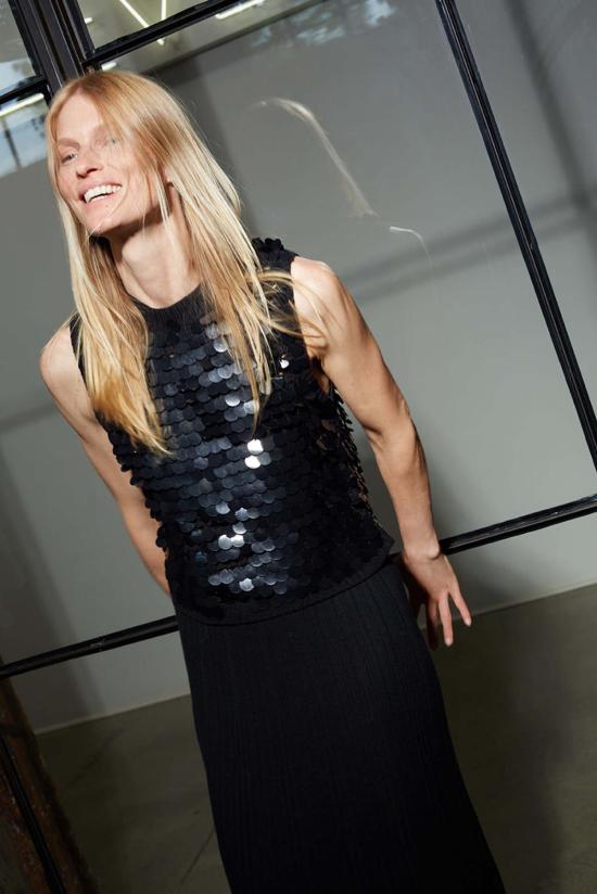  일레븐 식스 민소매 티셔츠 코라 탱크탑 블랙/블랙 시퀸 - ELEVEN SIX