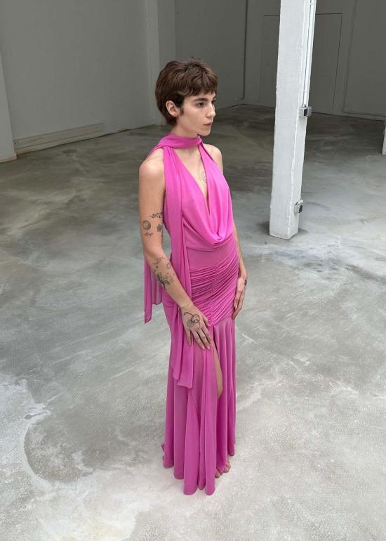  SAEMDI 롱 원피스 샘디 플로이 머메이드 드레스 핑크 - SAEMDI