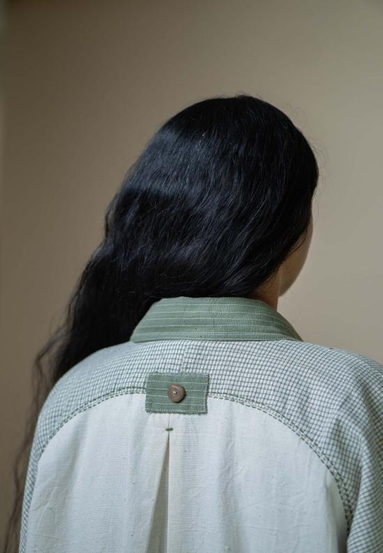  이키비 자켓 메도우즈 유니섹스 컬러 블록 셔츠 재킷 그린 - IKKIVI