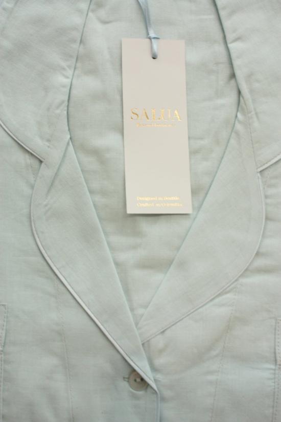  Salua Lingerie 미디 원피스 살루아 란제리 우븐 코튼 클래식 슬립 셔츠 화이트/네이비 - SALUA LINGERIE