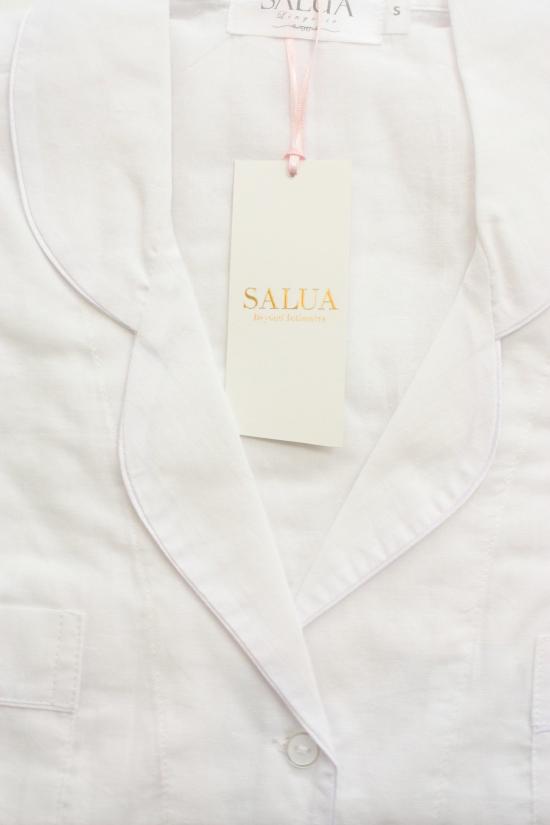  Salua Lingerie 미디 원피스 살루아 란제리 우븐 코튼 클래식 슬립 셔츠 화이트/네이비 - SALUA LINGERIE