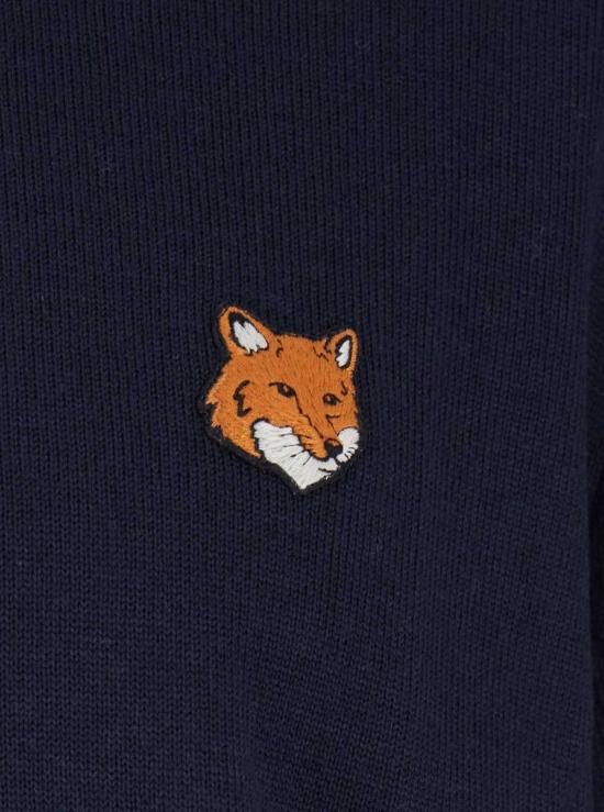  메종키츠네 스웨터 메종 키츠네 블루 크루넥  (여우 패치 포함) - MAISON KITSUNE