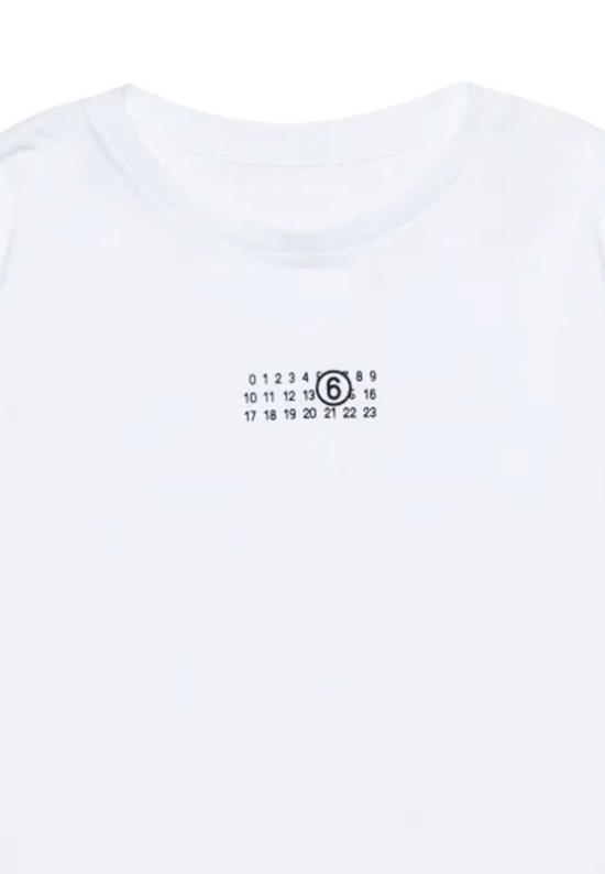  MM6 메종마르지엘라 민소매 티셔츠 키즈 MM6 메종 마르지엘라 크롭 티셔츠 화이트 - MM6 MAISON MARGIELA
