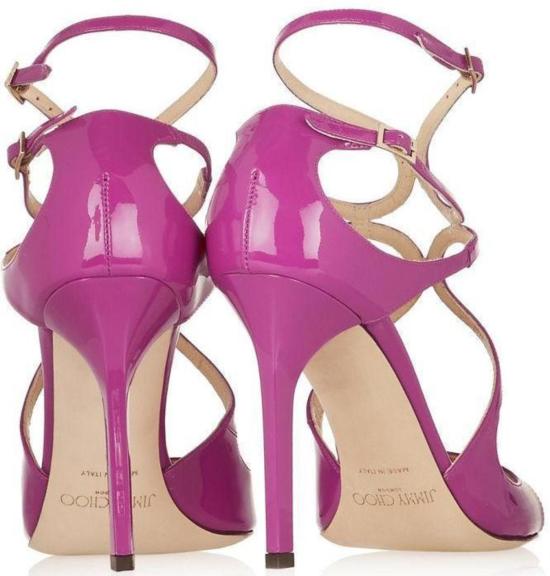  지미추 샌들 소프트 카프 랭 페이턴트 가죽  재즈베리 - JIMMY CHOO