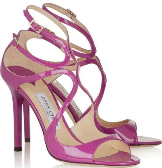  지미추 샌들 소프트 카프 랭 페이턴트 가죽  재즈베리 - JIMMY CHOO