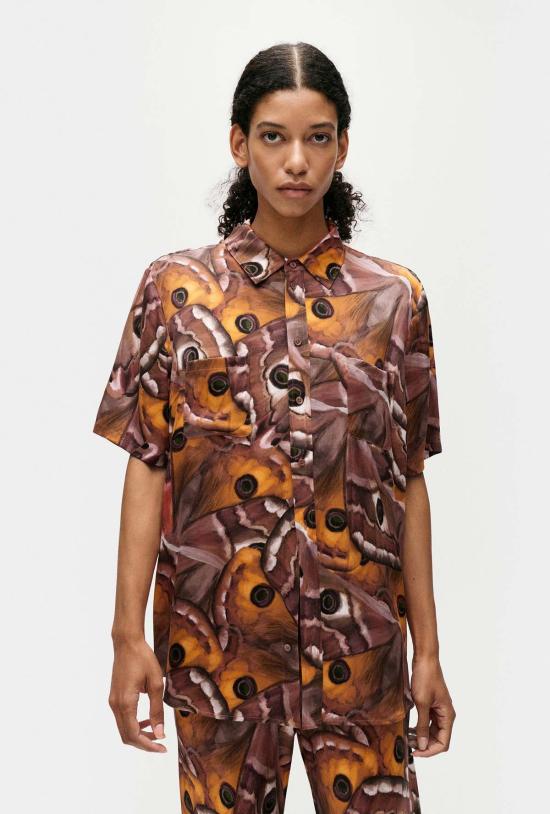  실크 런드리 블라우스 반팔 보이프렌드 셔츠 윙스팬 - SILK LAUNDRY