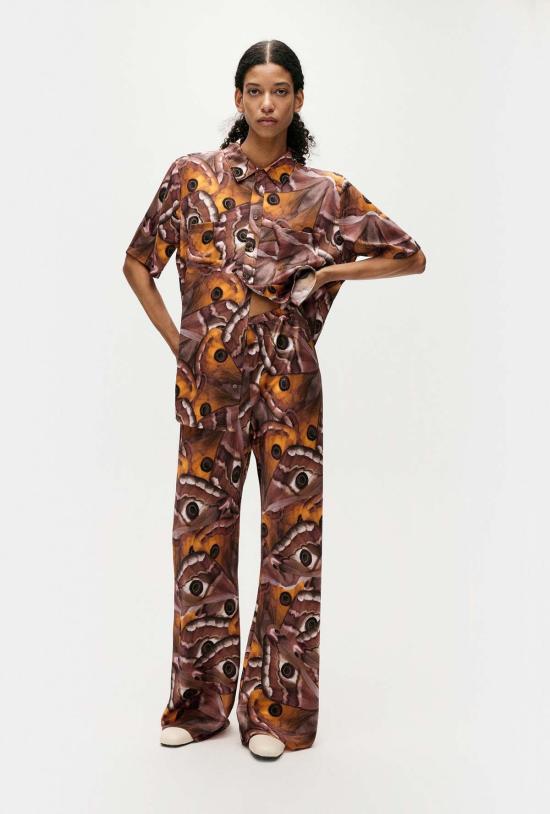  실크 런드리 블라우스 반팔 보이프렌드 셔츠 윙스팬