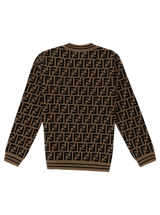  [키즈] 펜디 풀오버 키즈 베이지 앤 토바코 스웨터 (FF 모티브 및 로고 디테일) - FENDI