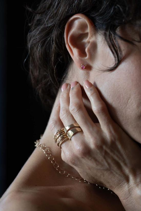  시리 한스도터 이어링 X 스터드  핑크 스피넬 - SIRI HANSDOTTER