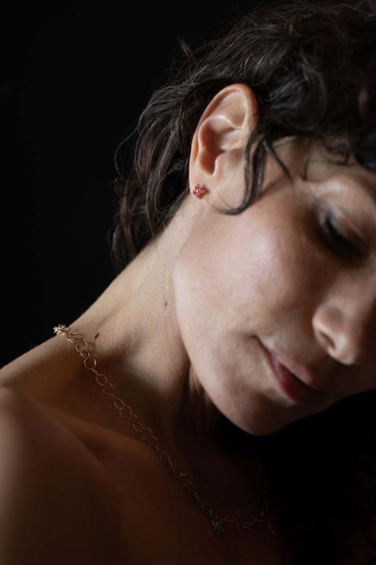  시리 한스도터 이어링 X 스터드  핑크 스피넬 - SIRI HANSDOTTER