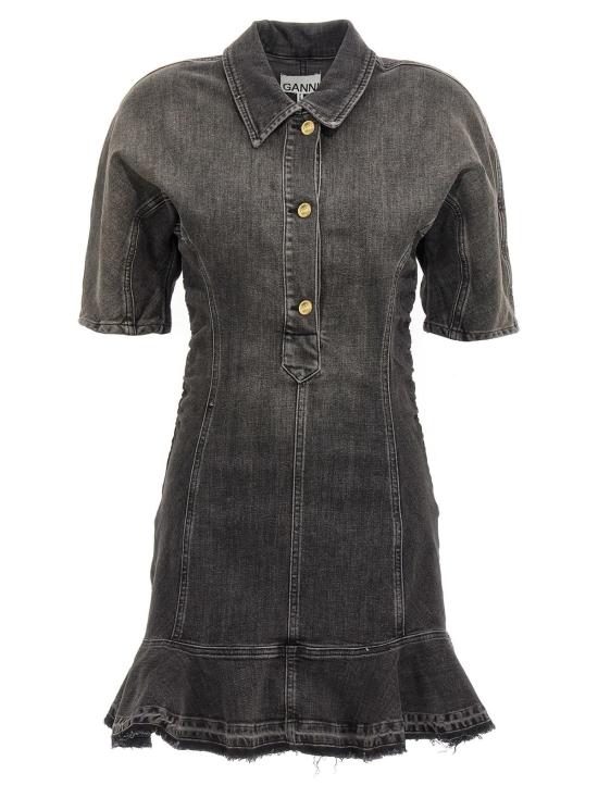  가니 미디 원피스 틴트 엣지 드레스 블랙