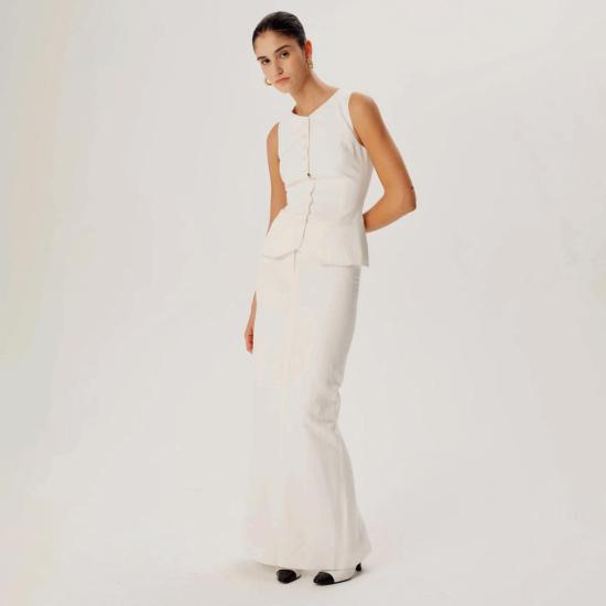  론니 코보 롱 스커트 로니 코보 코코 스커트 화이트 - RONNY KOBO