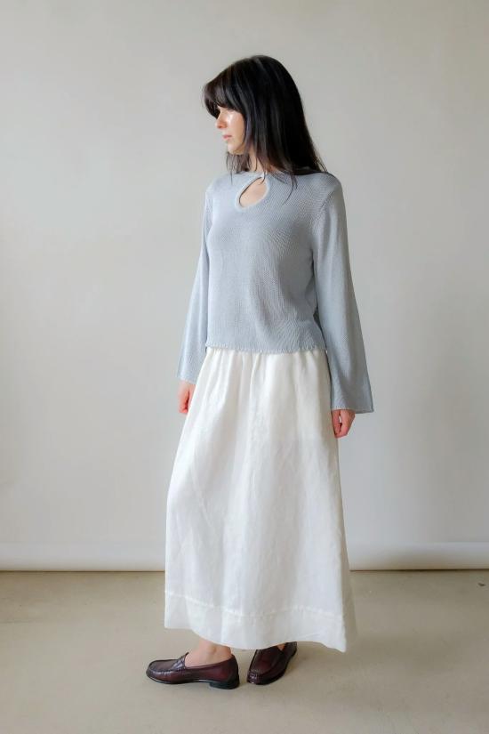  LA RELAXED 롱 스커트 라 릴렉스드 워시드 린넨  화이트 - OTHER BRANDS