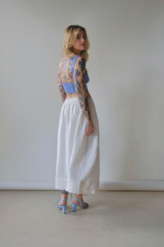  LA RELAXED 롱 스커트 라 릴렉스드 워시드 린넨  화이트 - OTHER BRANDS