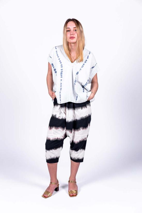  아뜰리에 델핀 크롭 팬츠 아틀리에 델핀 키코팬츠 시보리염색 - ATELIER DELPHINE