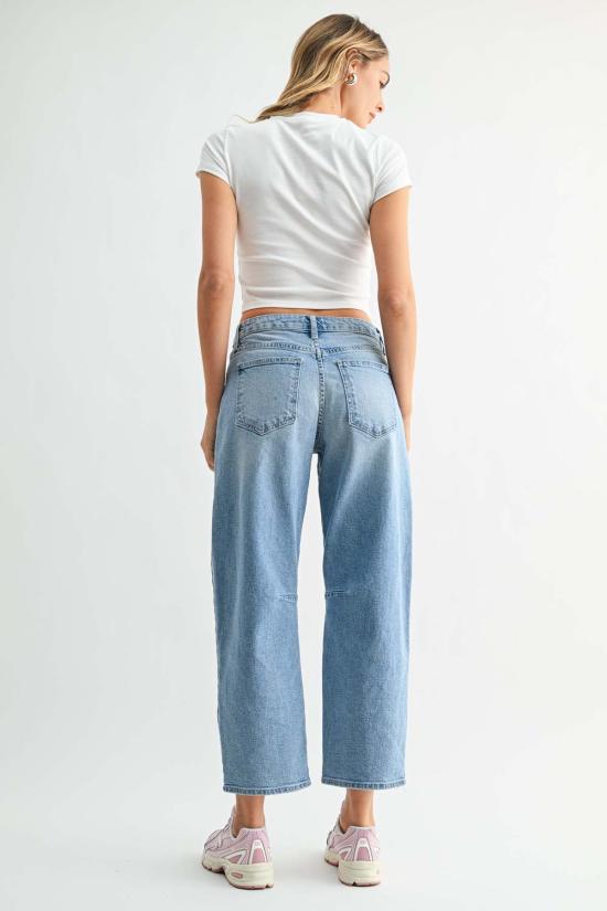  저스트 블랙 데님 데님 팬츠 유틸리티 심드 배럴 진 미디엄 데님 - JUST BLACK DENIM