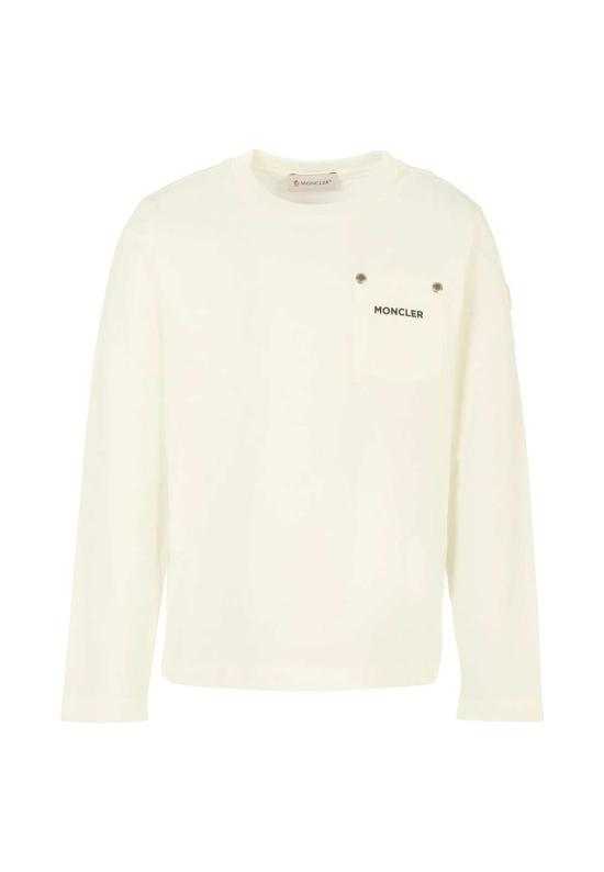  [키즈] 몽클레어 트레이닝 상의 몽클레르 로고 티셔츠 (어린이용, 흰색)