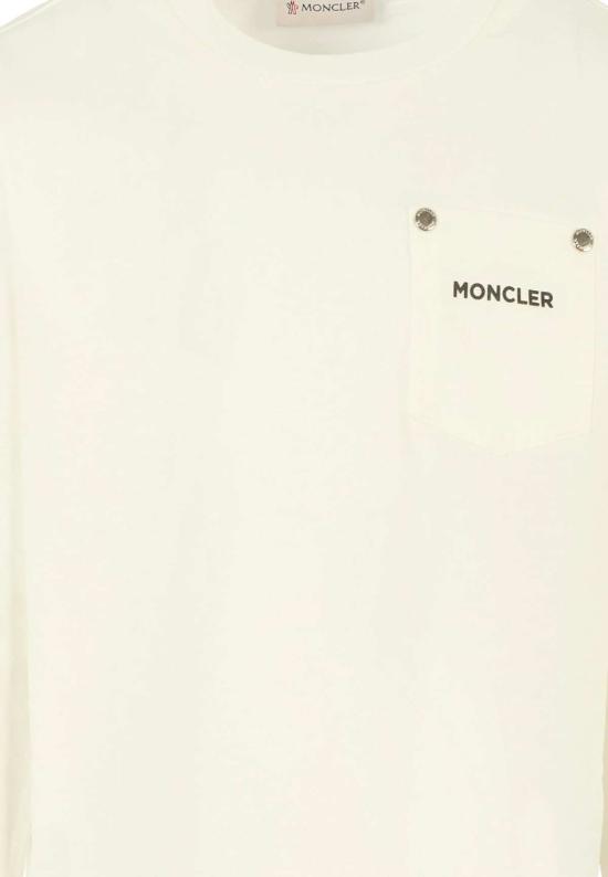  [키즈] 몽클레어 트레이닝 상의 몽클레르 로고 티셔츠 (어린이용, 흰색) - MONCLER