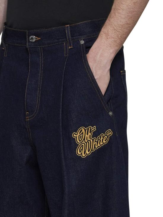  오프화이트 데님 팬츠 90년대 미드라이즈 스트레이트 레그 진 블루 골드 - OFF WHITE