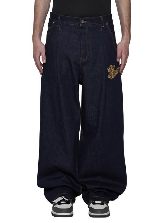  오프화이트 데님 팬츠 90년대 미드라이즈 스트레이트 레그 진 블루 골드 - OFF WHITE