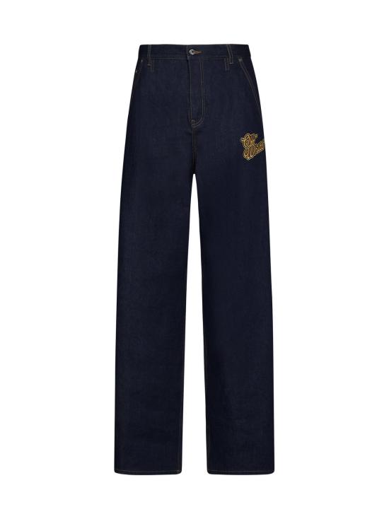  오프화이트 데님 팬츠 90년대 미드라이즈 스트레이트 레그 진 블루 골드