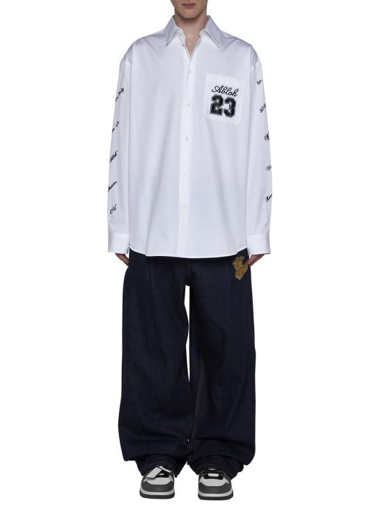  오프화이트 데님 팬츠 90년대 미드라이즈 스트레이트 레그 진 블루 골드 - OFF WHITE