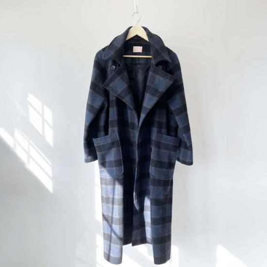  헤더 할란 코트 롱 오버 울 체크무늬 - HEATHER HARLAN