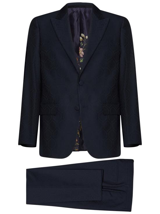  에트로 수트 자켓 싱글 브레스트 자카드 블레이저 블루 - ETRO