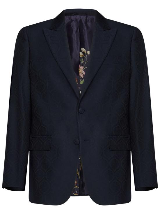  에트로 수트 자켓 싱글 브레스트 자카드 블레이저 블루 - ETRO