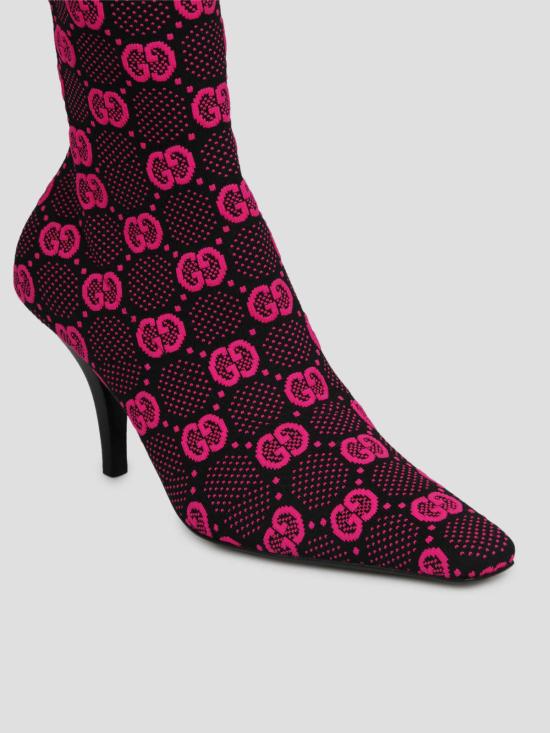  구찌 부츠 GG 니트 앵클  핑크 & 퍼플 - GUCCI