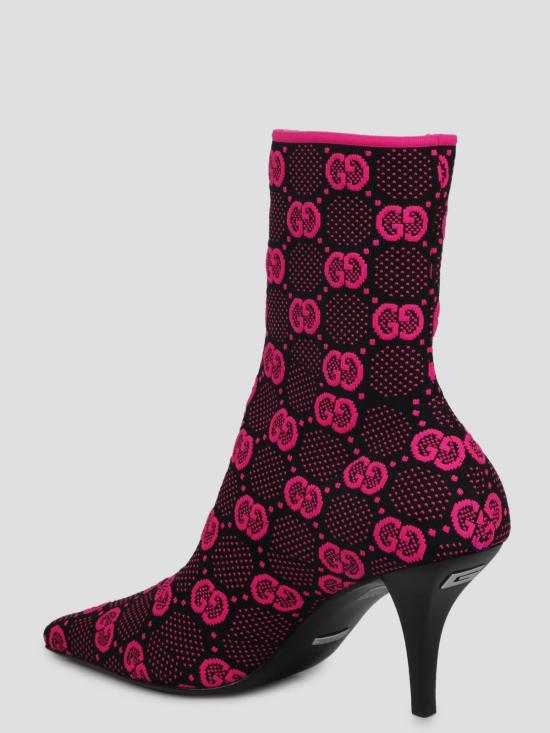  구찌 부츠 GG 니트 앵클  핑크 & 퍼플 - GUCCI