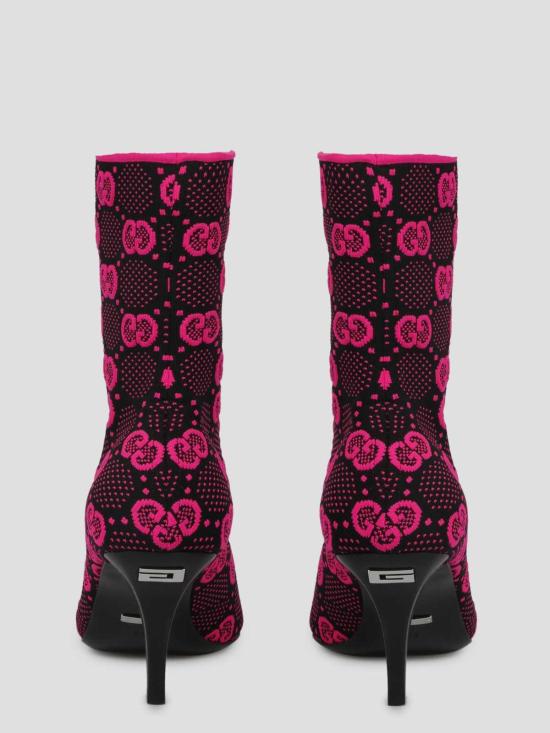  구찌 부츠 GG 니트 앵클  핑크 & 퍼플 - GUCCI