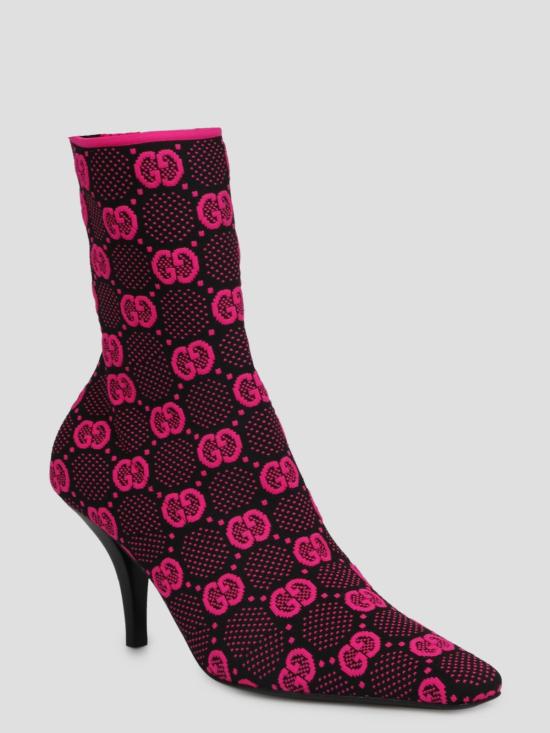  구찌 부츠 GG 니트 앵클  핑크 & 퍼플 - GUCCI
