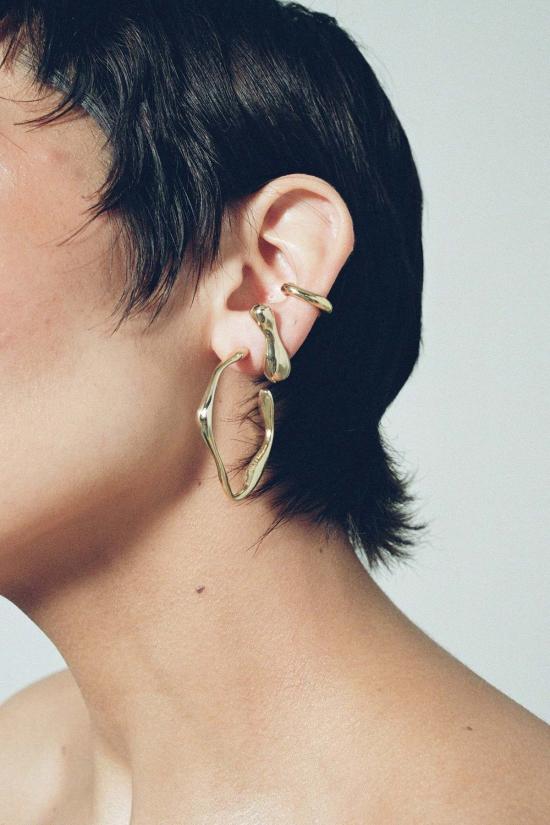  패리스 이어링 파리스 온다 후프 귀걸이, 미디엄 사이즈, 14K 금도금 브론즈 소재 - FARIS