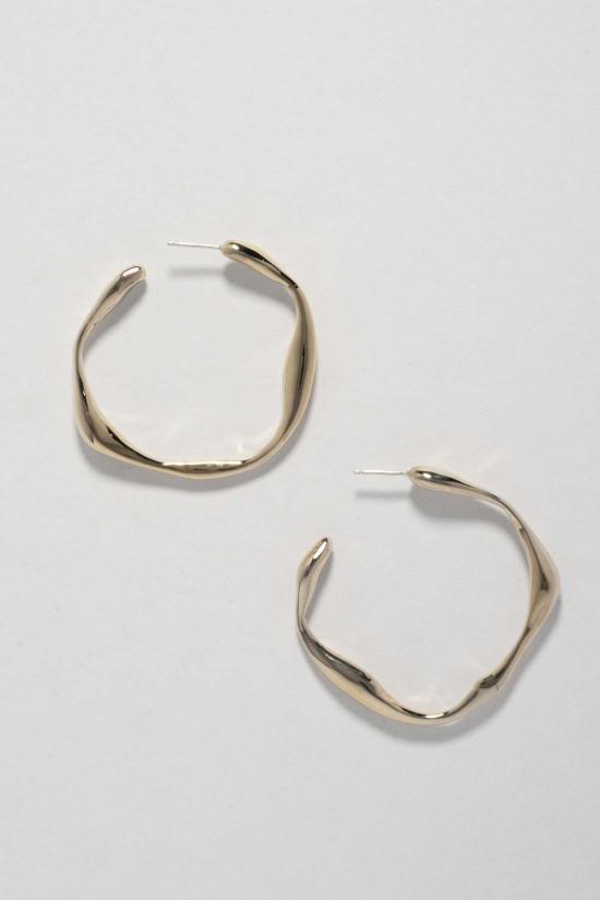  패리스 이어링 파리스 온다 후프 귀걸이, 미디엄 사이즈, 14K 금도금 브론즈 소재