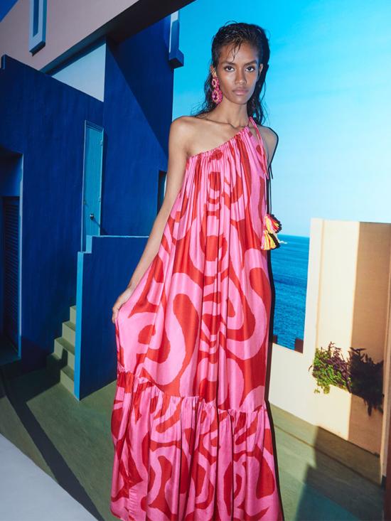  이키비 롱 원피스 캔디 원숄더 드레스 핑크 - IKKIVI