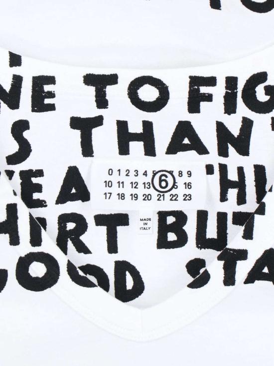  MM6 메종마르지엘라 반팔 티셔츠 Mm6 메종 마르지엘라 V넥 티셔츠 지원 프로그램 - MM6 MAISON MARGIELA