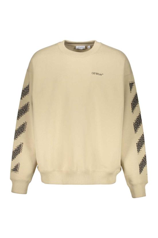  오프화이트 긴팔 티셔츠 사선 스트라이프 베이지 스웨트셔츠