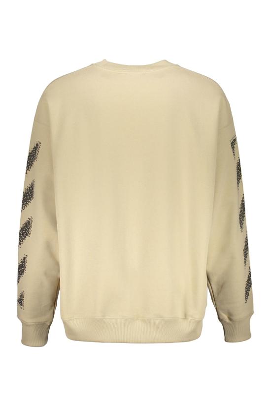  오프화이트 긴팔 티셔츠 사선 스트라이프 베이지 스웨트셔츠 - OFF WHITE