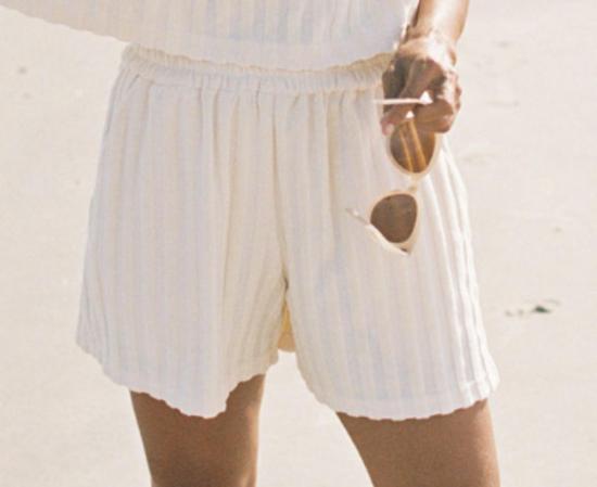  Alice Pearl 숏팬츠 앨리스 펄 조이 위켄드 숏 라떼 스트라이프 - OTHER BRANDS