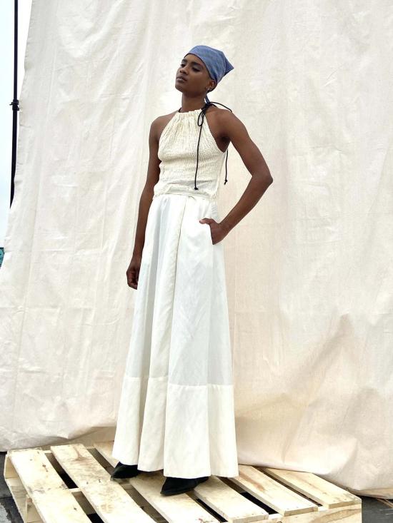  Yesaet 롱 스커트 예셋 맥시 랩 타이 스커트