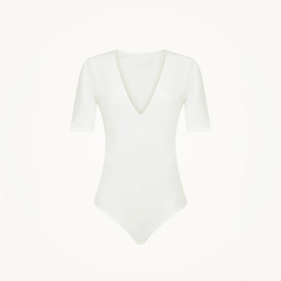  월포드 바디수트 티셔츠 울포드 딥 V 스트링 바디수트 - WOLFORD