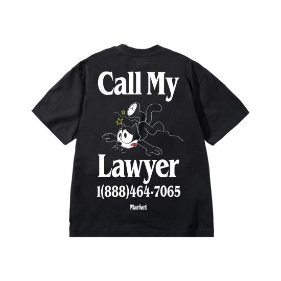  마켓 반팔 티셔츠 펠릭스 더 캣 콜 마이 로이어 티셔츠 블랙