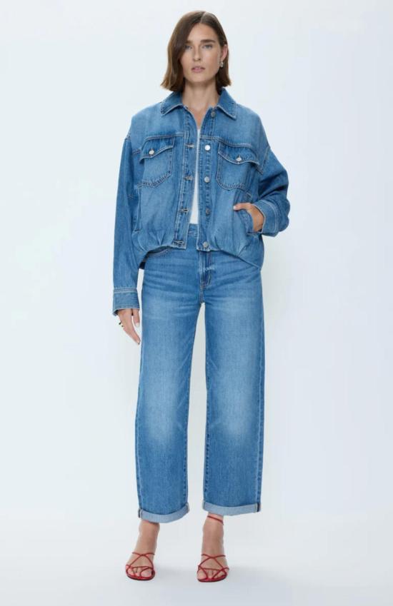  피스톨라 데님 자켓 비비 블루종 트러커 재킷 하트펠트 - PISTOLA