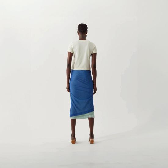  레지나표 미디 스커트 미렌 스커트 메쉬블루 - REJINA PYO