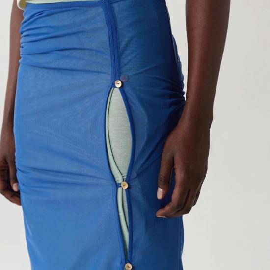  레지나표 미디 스커트 미렌 스커트 메쉬블루 - REJINA PYO