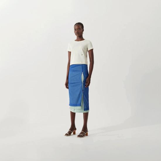  레지나표 미디 스커트 미렌 스커트 메쉬블루 - REJINA PYO