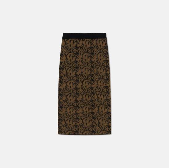  나누슈카 미디 스커트 Nanushka Jorna 스커트 블랙 브라운 자카드