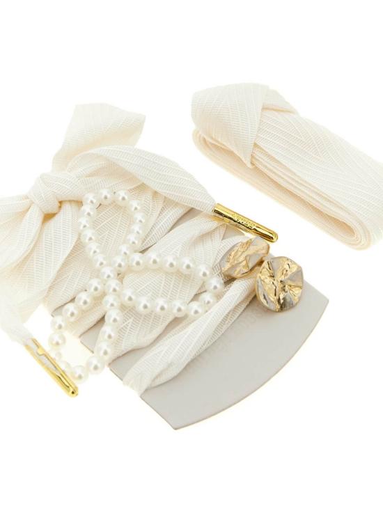  골든구스 가죽소품 황금 거위 가죽 반짝이는 흰색 신발끈 - GOLDEN GOOSE